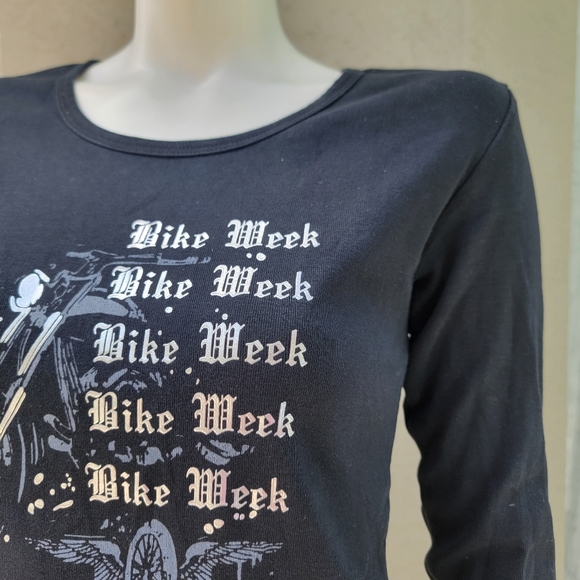 Biker Design Bike week Motorcycle 100% cotton long sleeves t-shirt black size L - Picture 3 of 8